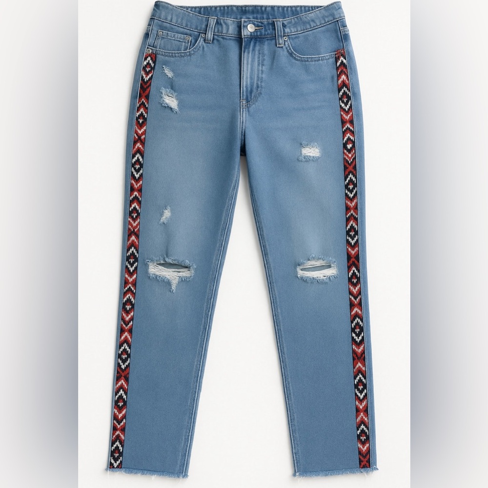Divided Light Blue Jeans with Red and Black Accents